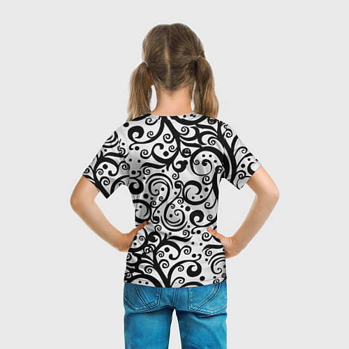 Детская футболка Чёрный кружевной узор / 3D-принт – фото 6