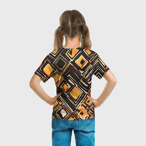 Детская футболка Жёлтые ромбы и линии / 3D-принт – фото 6