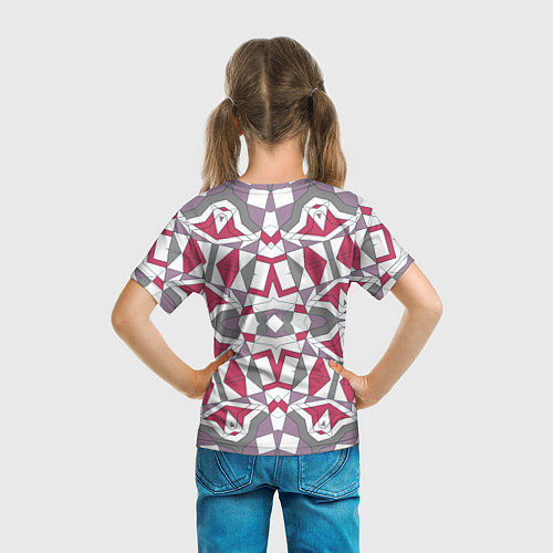 Детская футболка Геометрический узор красно серый / 3D-принт – фото 6