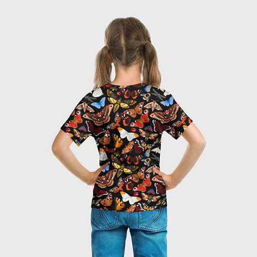 Детская футболка Разноцветные тропические бабочки / 3D-принт – фото 6