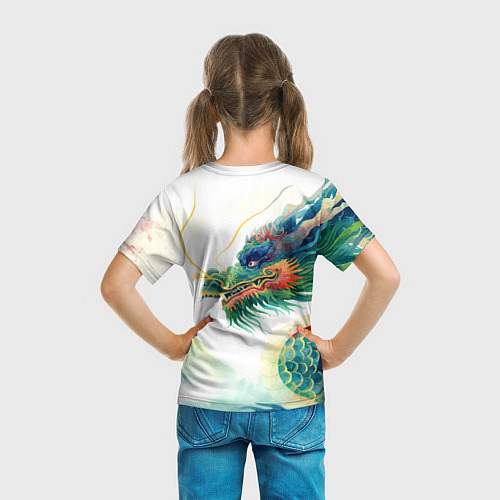 Детская футболка Japanese dragon - watercolor art / 3D-принт – фото 6