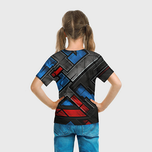 Детская футболка Темная абстракция из геометрических фигур / 3D-принт – фото 6