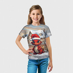 Футболка детская Красный маленький дракон 2024, цвет: 3D-принт — фото 2