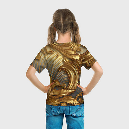 Детская футболка Золотая текстура и абстракции / 3D-принт – фото 6