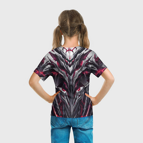 Детская футболка Адская киберпанк броня красная / 3D-принт – фото 6