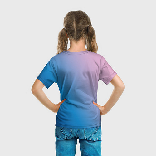 Детская футболка Розово-синий диагональный градиент / 3D-принт – фото 6