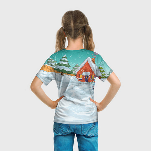 Детская футболка Дракоша в новогоднем дворике / 3D-принт – фото 6