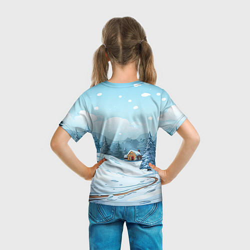 Детская футболка Дракон на зимнем заснеженном фоне / 3D-принт – фото 6