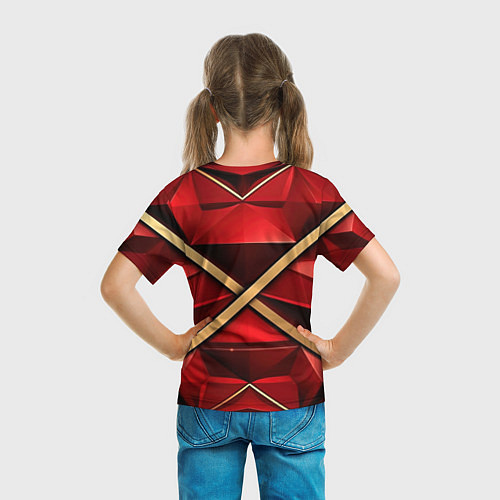 Детская футболка Золотые ленты на красном фоне / 3D-принт – фото 6