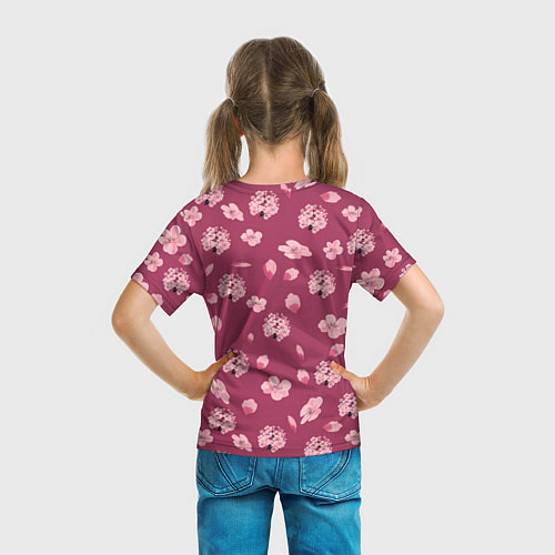 Детская футболка Сакура цветы и бутоны паттерны / 3D-принт – фото 6