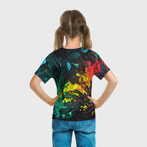 Детская футболка Яркие разноцветные абстрактные листья / 3D-принт – фото 6