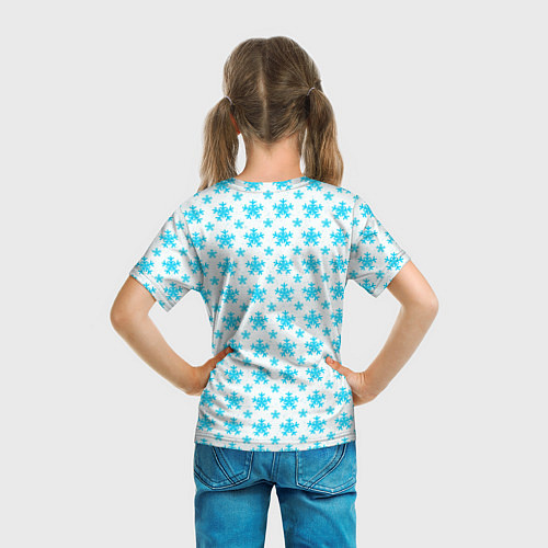 Детская футболка Паттерн снежинки бело-голубой / 3D-принт – фото 6