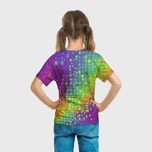 Детская футболка Разноцветные пиксели / 3D-принт – фото 6