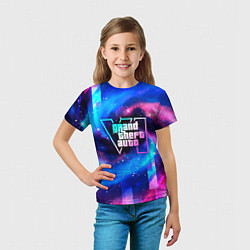Футболка детская GTA6 неоновый космос, цвет: 3D-принт — фото 2