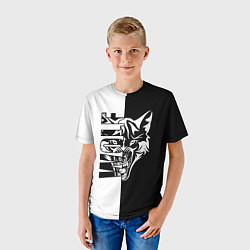 Футболка детская Волк - чёрно белое, цвет: 3D-принт — фото 2