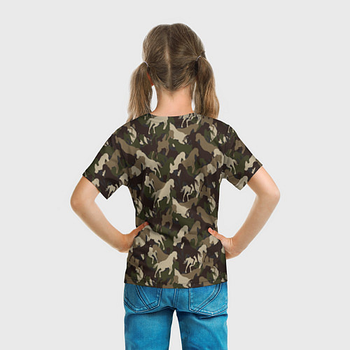 Детская футболка Лошади камуфляж / 3D-принт – фото 6