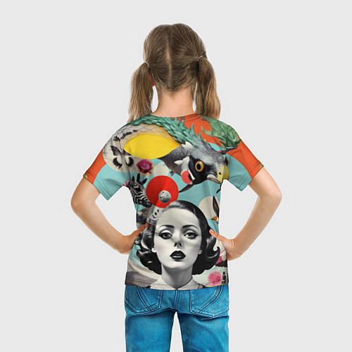 Детская футболка Коллаж с женщиной и зверями / 3D-принт – фото 6