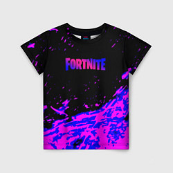 Футболка детская Fortnite neon logo steel, цвет: 3D-принт