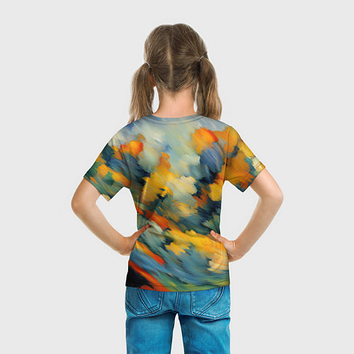 Детская футболка Жёлтые и синие мазки / 3D-принт – фото 6