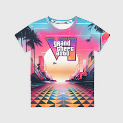 Футболка детская GTA 6 retro abstract logo, цвет: 3D-принт