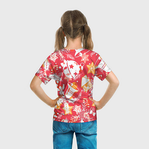 Детская футболка Рождественские узоры колокольчики / 3D-принт – фото 6