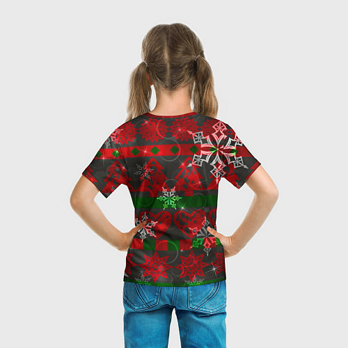 Детская футболка Рождественские узоры ёлки и снежинки / 3D-принт – фото 6