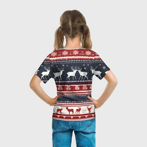 Детская футболка Олени белые и красные свитер новогодний / 3D-принт – фото 6