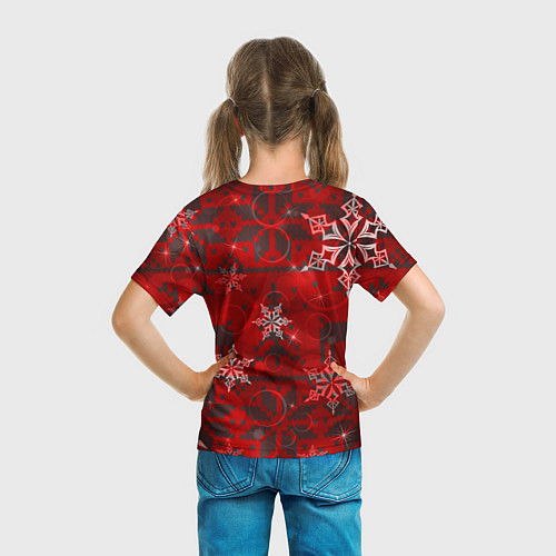 Детская футболка Рождественские узоры снежинки / 3D-принт – фото 6