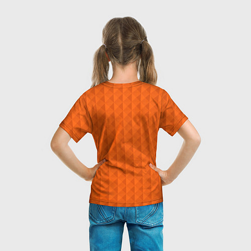 Детская футболка Объёмные пирамиды сочный апельсиновый / 3D-принт – фото 6