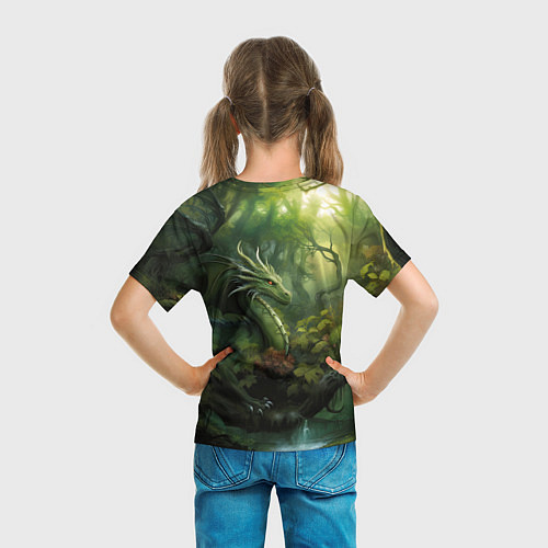 Детская футболка Лесной зеленый дракон символ 2024 года / 3D-принт – фото 6