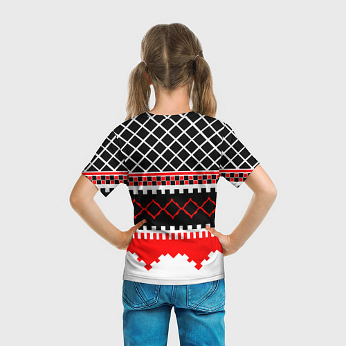 Детская футболка Красные и чёрные фигуры / 3D-принт – фото 6