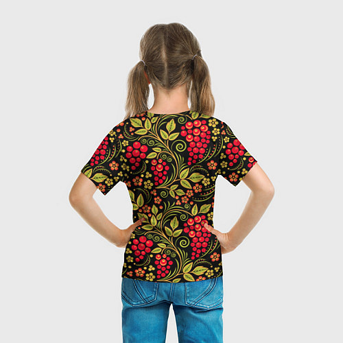 Детская футболка Хохломская роспись красные ягоды / 3D-принт – фото 6