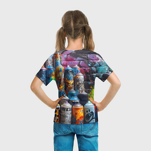 Детская футболка Баллончики с краской - граффити / 3D-принт – фото 6