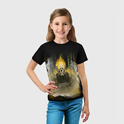 Футболка детская Жёлтый скелет в дыму, цвет: 3D-принт — фото 2