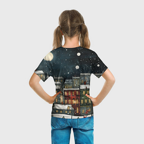 Детская футболка Новогодний рисованный город / 3D-принт – фото 6
