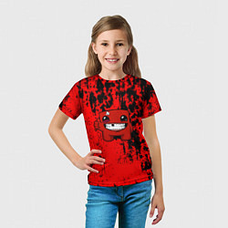 Футболка детская Super Meat Boy краски, цвет: 3D-принт — фото 2