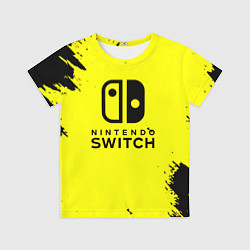 Футболка детская Nintendo switch краски на жёлтом, цвет: 3D-принт