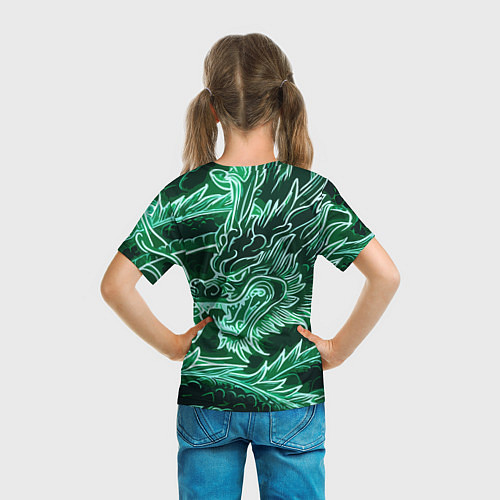 Детская футболка Неоновый дракон - ирезуми / 3D-принт – фото 6