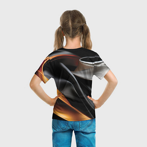 Детская футболка Черная и оранжевая материя / 3D-принт – фото 6