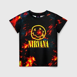 Футболка детская Nirvana rock огненное лого лава, цвет: 3D-принт