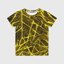 Футболка детская Жёлтая паутина на чёрном фоне, цвет: 3D-принт