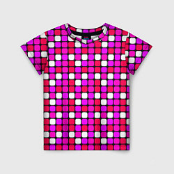 Футболка детская Розовые и белые квадраты, цвет: 3D-принт