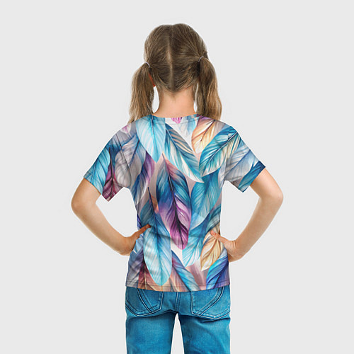 Детская футболка Акварельные перья птиц / 3D-принт – фото 6