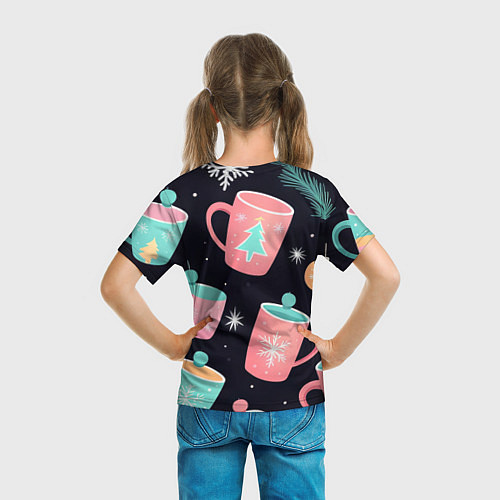 Детская футболка Паттерн новогодние кружки - нейросеть / 3D-принт – фото 6