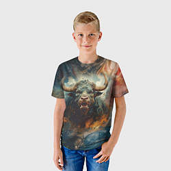 Футболка детская Дикий бык, цвет: 3D-принт — фото 2