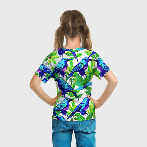 Детская футболка Паттерн маленькое синее колибри / 3D-принт – фото 6