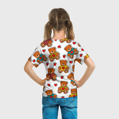 Детская футболка Наклейки стикер мишки и сердечки / 3D-принт – фото 6