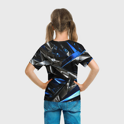 Детская футболка Синие и серебряные вставки абстракции / 3D-принт – фото 6