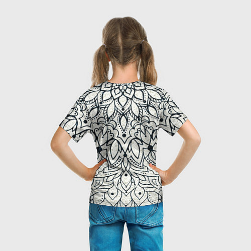 Детская футболка Бежевый узоры мандала / 3D-принт – фото 6