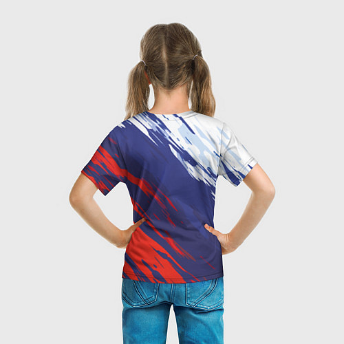 Детская футболка Россия Sport брызги красок триколор / 3D-принт – фото 6